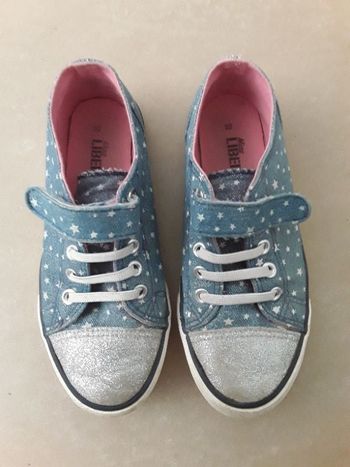 Baskets d'été bleu jeans et argenté fille 32 LIBERTO TBE