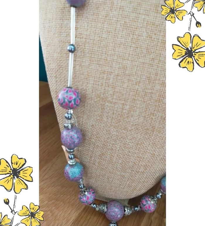 Collier fée en perles de pâte polymère – Pièce artisanale _ Collection Nuances de Rose - photo numéro 3