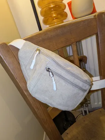 Banane velours côtelé beige NEUVE sac tendance deux poches grande capacité