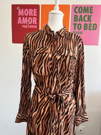 Robe Longue Fluide Animal à Manches Longues T.42