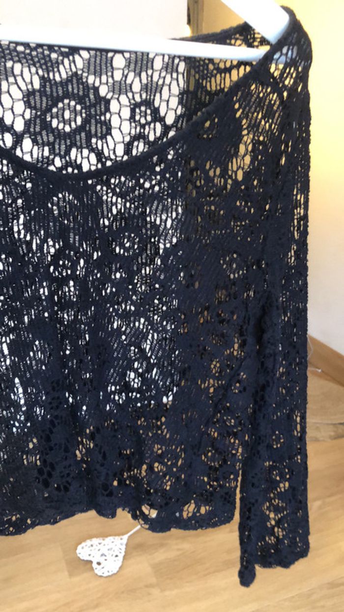 Haut en dentelle noire taille M / tee shirt à manches longues dentelle - photo numéro 8