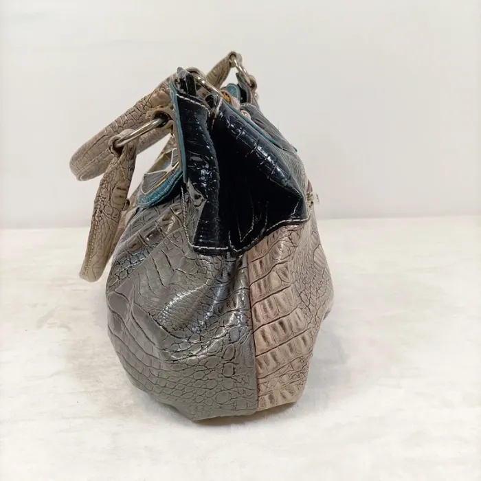 Sac à main effet croco (gris bleu noir) Pretty Stars - compartiments zippés S011 - photo numéro 4