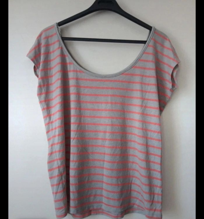 T-shirt rayé gris rouge in extenso L - photo numéro 2