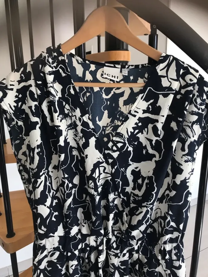 Robe habillée blanc et bleu marine - photo numéro 2