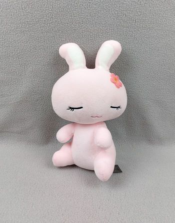 Peluche doudou lapin kawaii rose LES GOURMANDISES DE SOPHIE 26 cm tout doux - A10967