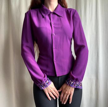 Chemise fluide violette sequins Whimsical whimsy vintage 90s - Taille M