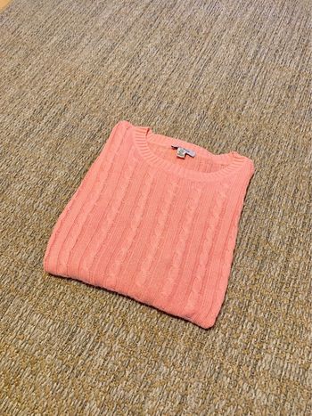 Pull sweat crewneck torsadé tresse rose vintage taille M 100% coton