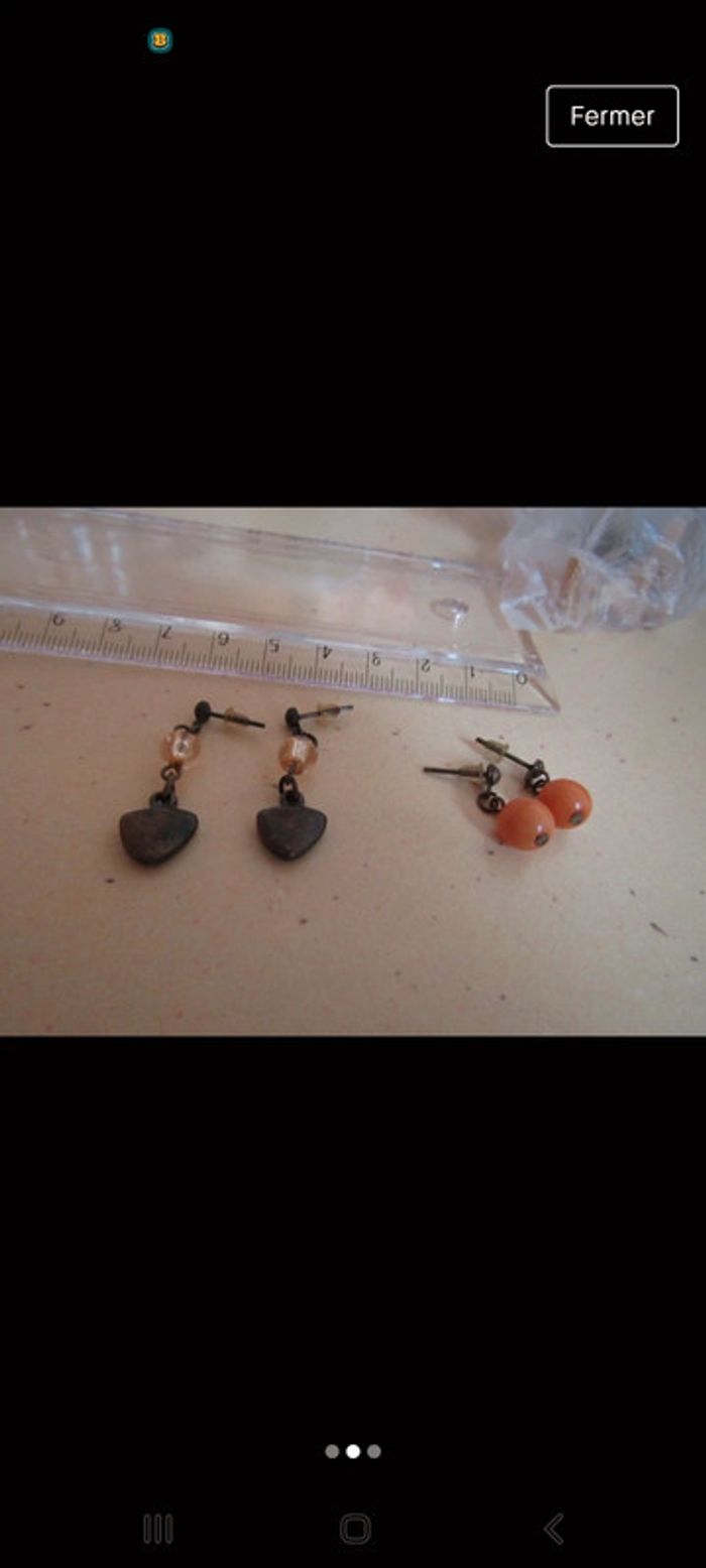 Lot boucle oreille perle vintage - photo numéro 3