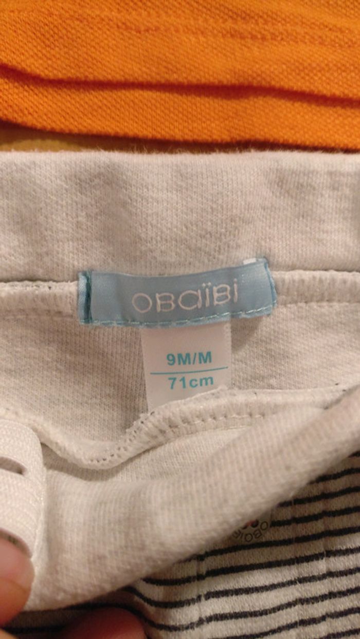 Ensemble short/T-shirt blanc/bleu/orange - photo numéro 2