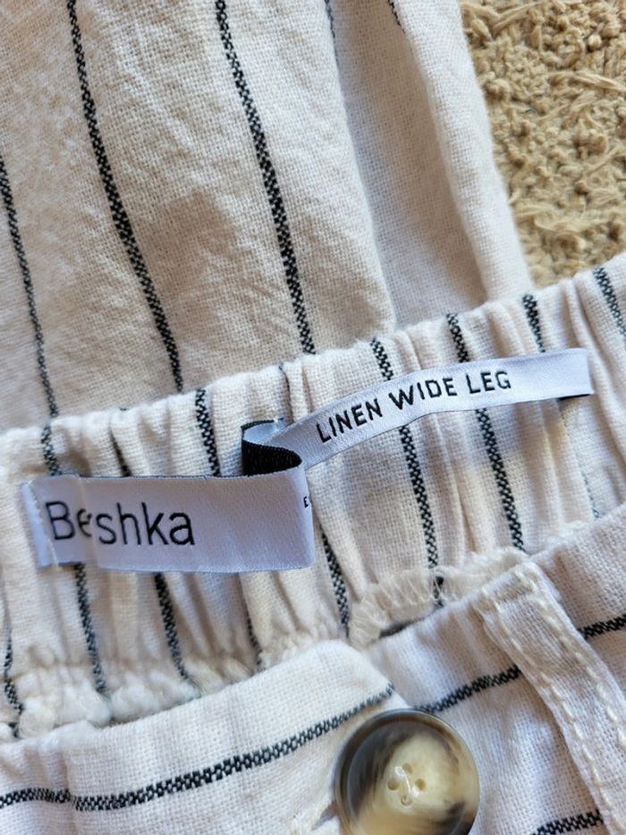 Magnifique ensemble en lin bustier et pantalon large Bershka - Comme neuf - photo numéro 12