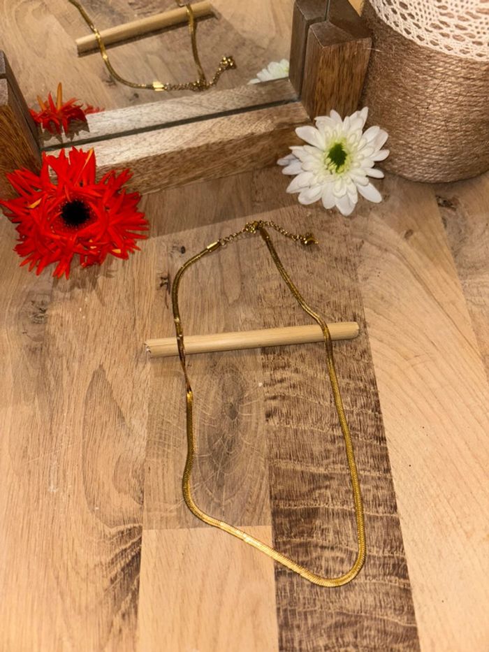 Collier En Acier Inoxydable Plaqué Or 40+5 cm vendu avec pochette cadeau