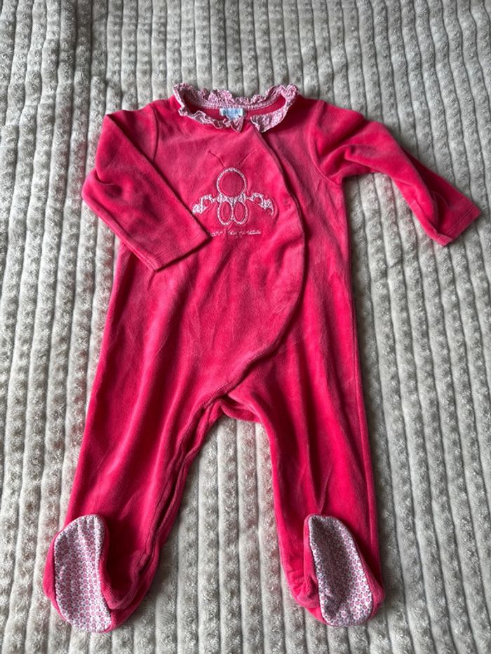 Pyjama obaibi 18 mois fille rose avec ouverture devant et joli col