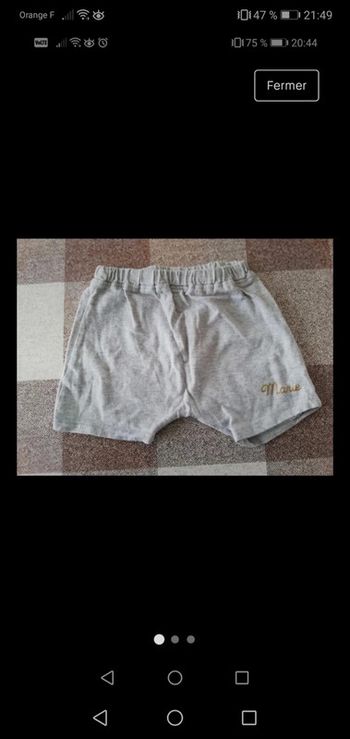 Short gris Disney Marie 12 mois