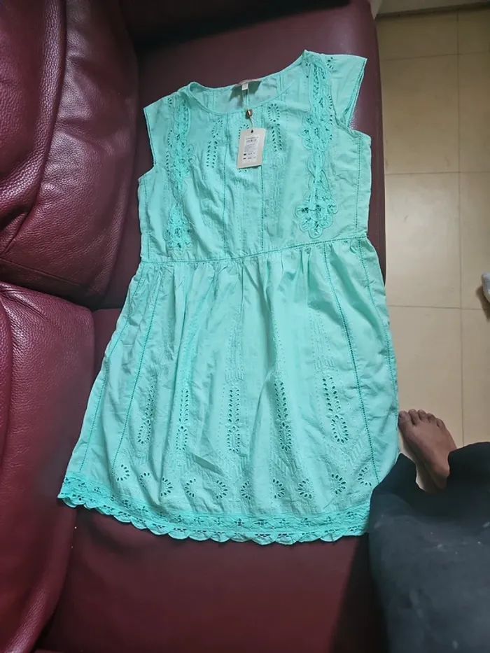 Robe femme été broderie anglaise avec doublure - photo numéro 5