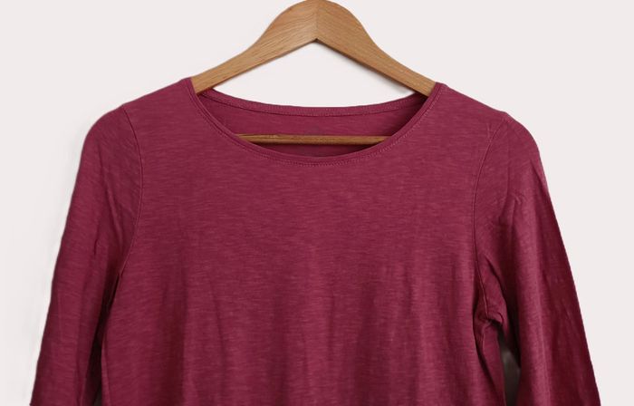 T shirt fin rose a manches longues. Tex basic. Coton. Taille S / 36 - photo numéro 2