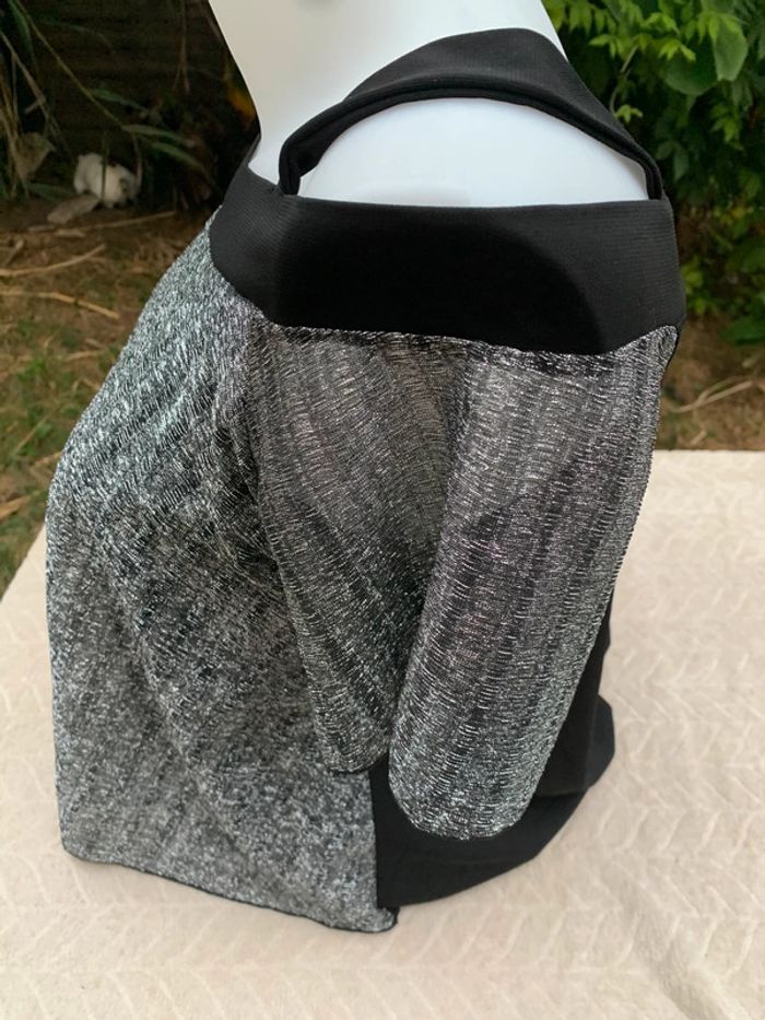 Blouse Noa B taille 38 argenté et noir manches courtes - photo numéro 3