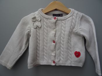 Gilet blanc à torsades 6 mois