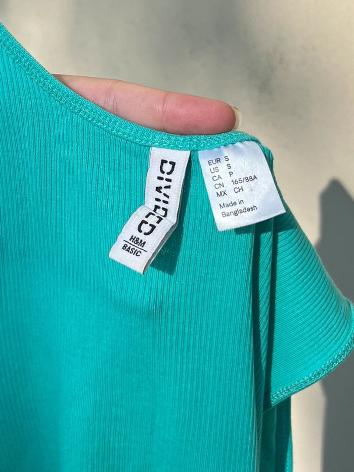 Débardeur côtelé moulant bleu turquoise - photo numéro 8