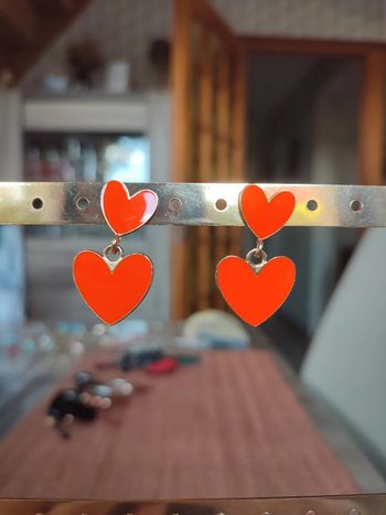 Boucle d'oreilles cœur orange