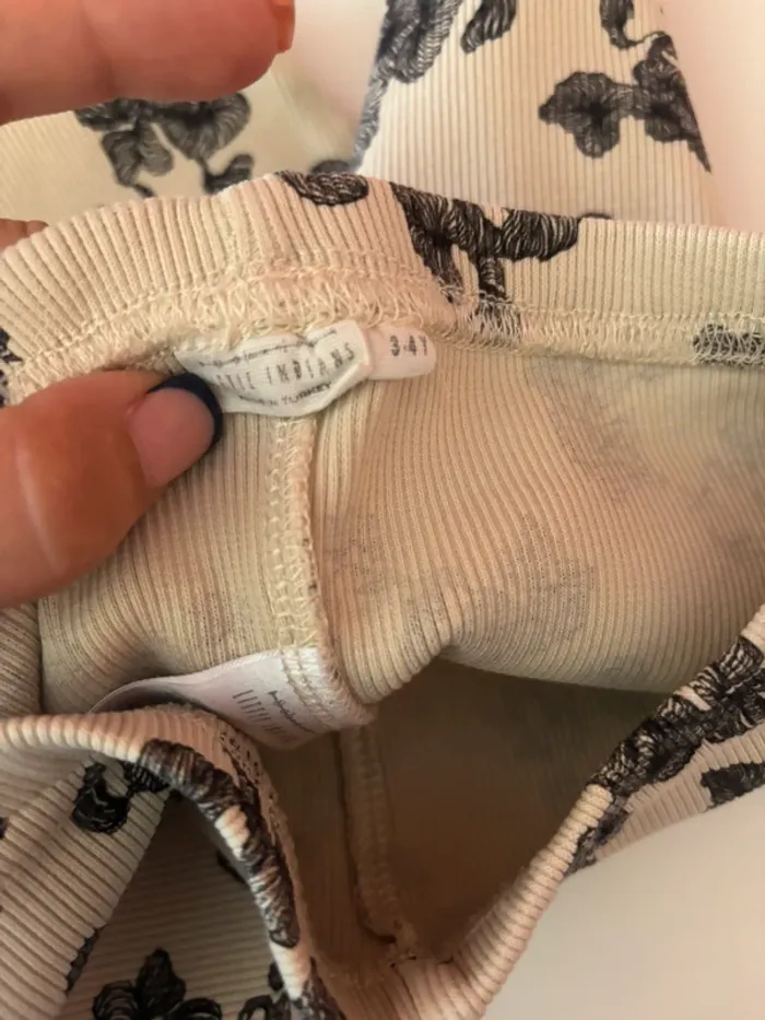 Legging beige fleurs noires Littles Indians 3-4Y - photo numéro 2