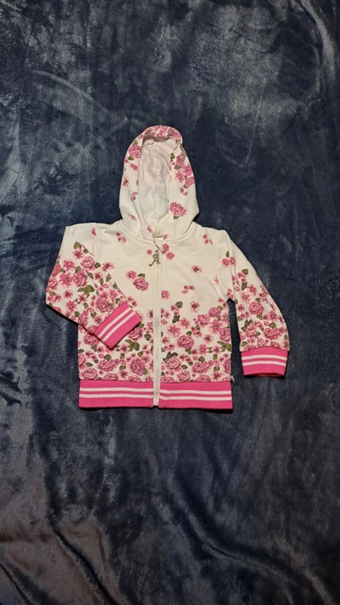 💚Veste à capuche fille – imprimé fleuri rose 12 mois - photo numéro 2
