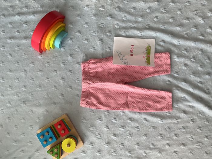 legging rose à pois gris 6 mois taille élastique u tout petits - photo numéro 2