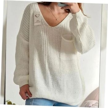 Pull en maille blanc avec poche