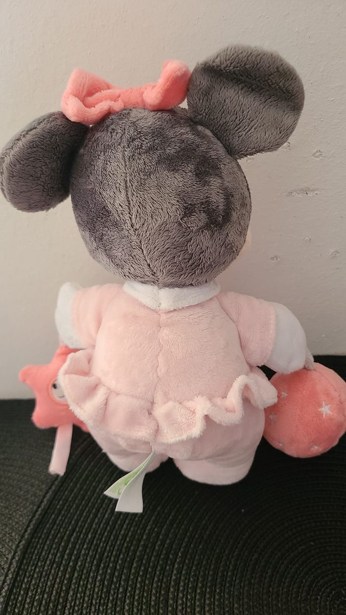 PELUCHE DOUDOU MINNIE MOUSE ROSE GRIS PLANETE ETOILE DISNEY - photo numéro 3