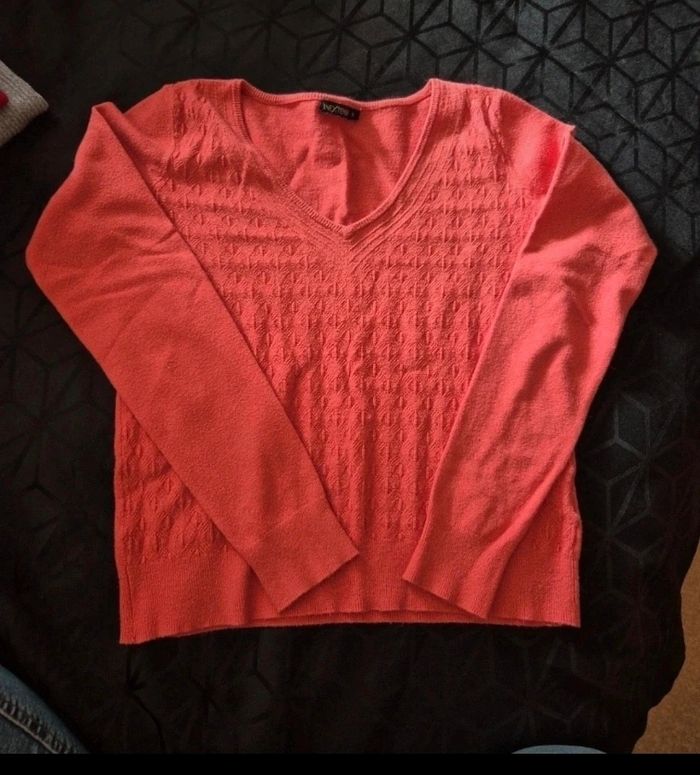 Pull fin taille s couleur corail