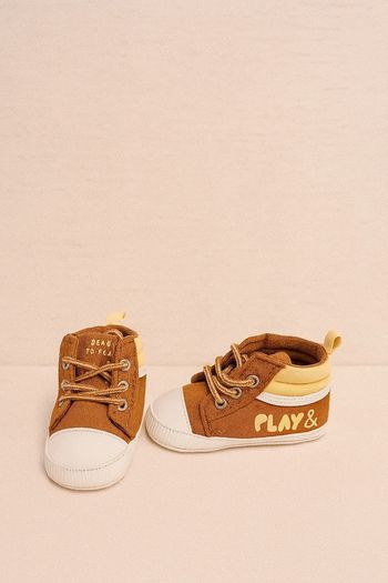💚Baskets bébé marron et jaune “Ready to play”