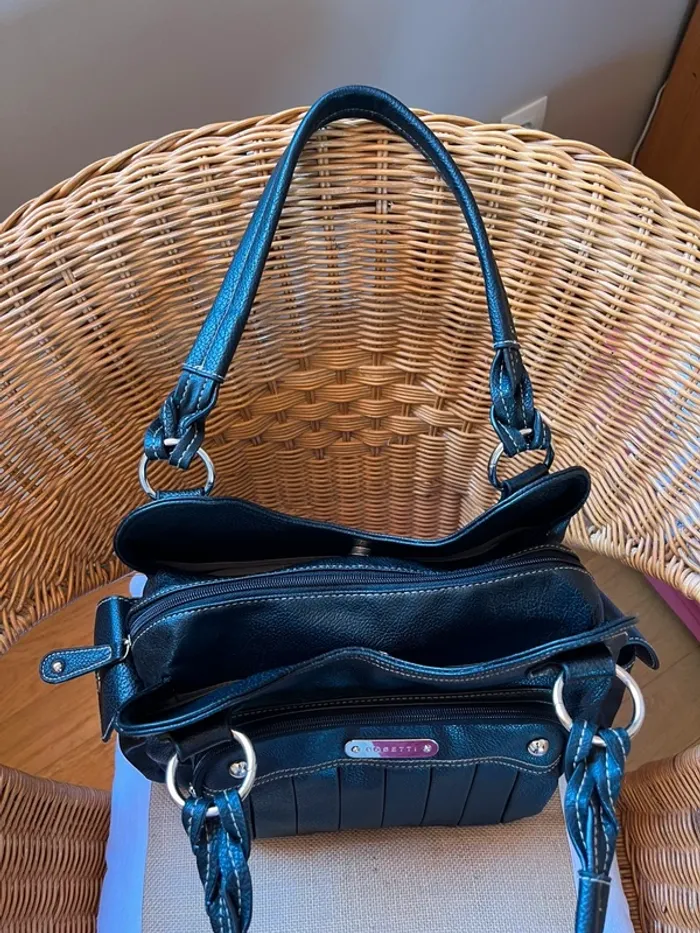 Sac noir vintage y2k marque Rosetti en cuir parfait état [ref2506SBl82] - photo numéro 12