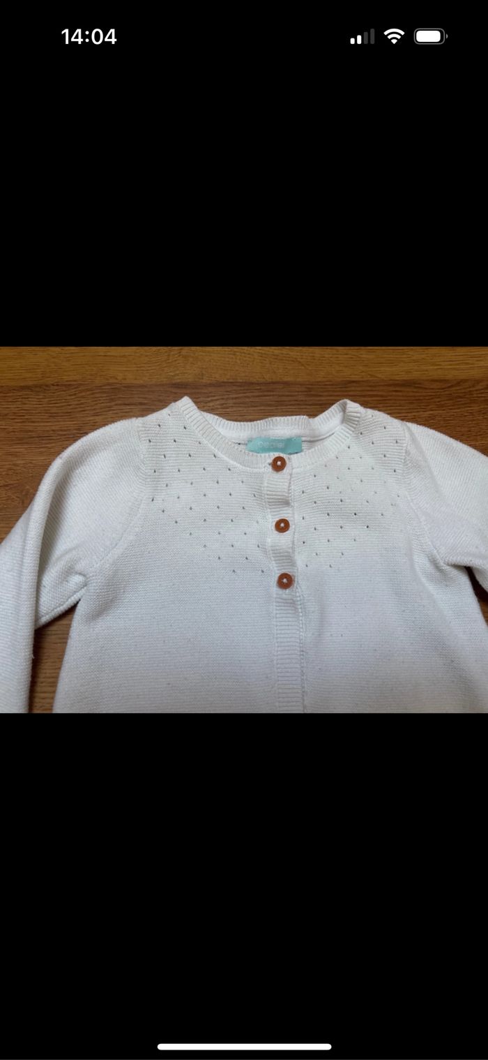 Gilet blanc bébé fille obaibi 12 mois - photo numéro 2