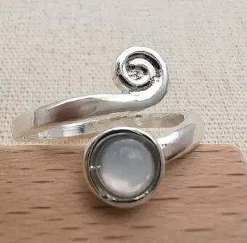 Bague ajustable pierre de lune acier inoxydable