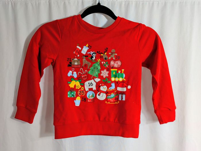 Pull de Noel enfant Rouge 110/116 cm
