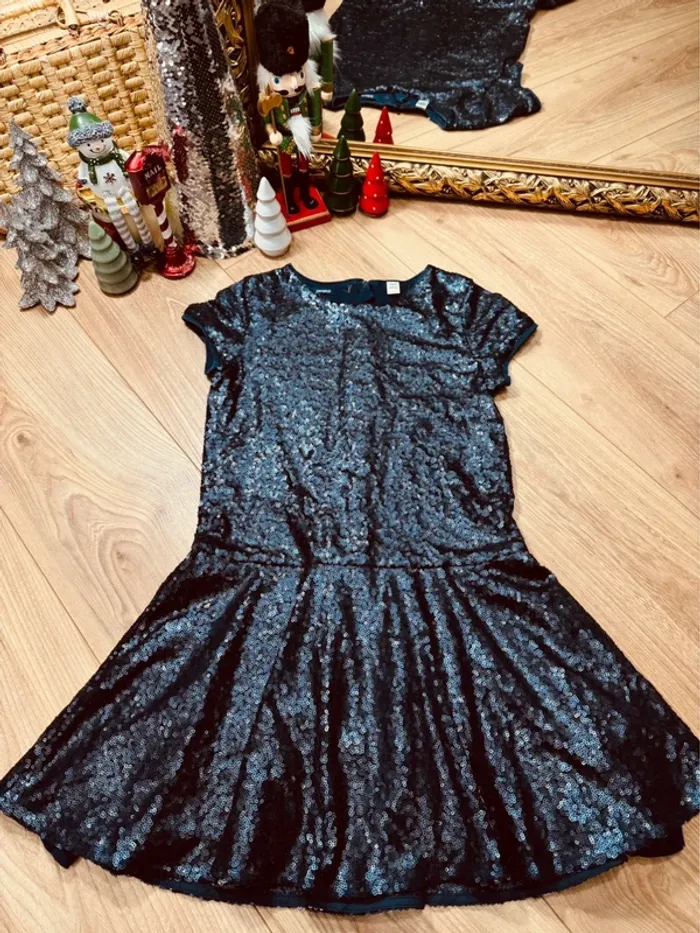 Taille 10 ans robe fête fille Okaidi bleu * sequins * 🎄
