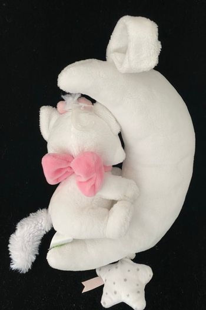B5892❤️Peluche doudou Chat marie Musical blanc rose Disney - photo numéro 2