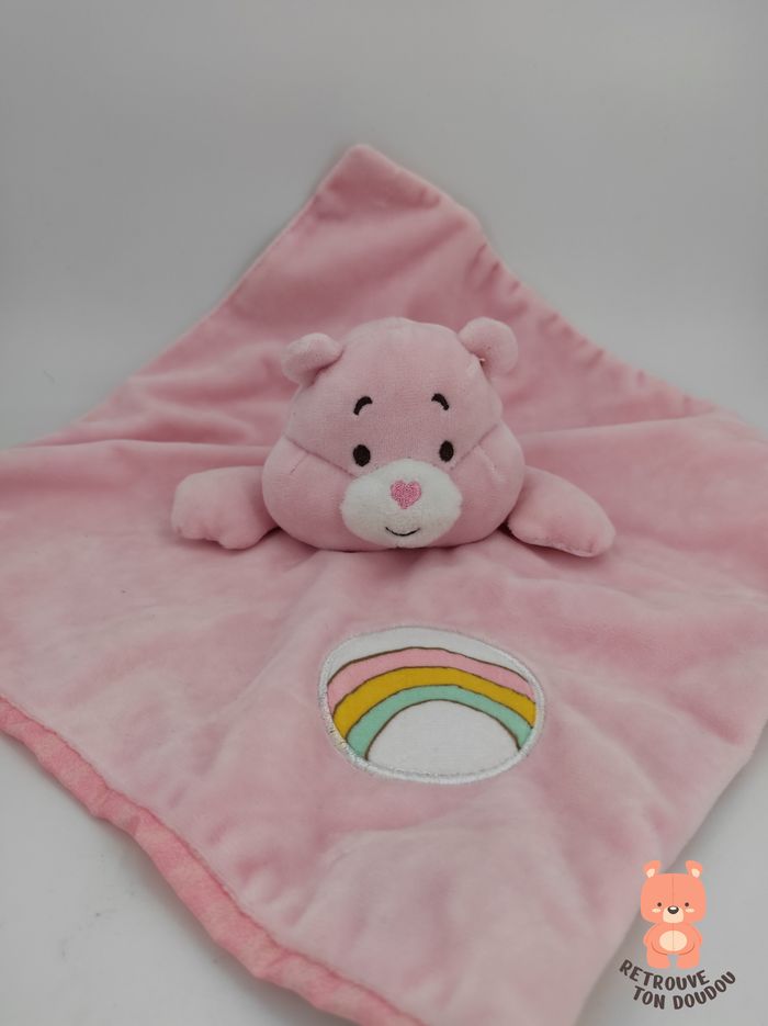 Doudou Plat Bisounours Rose Arc-en-ciel Care Bears