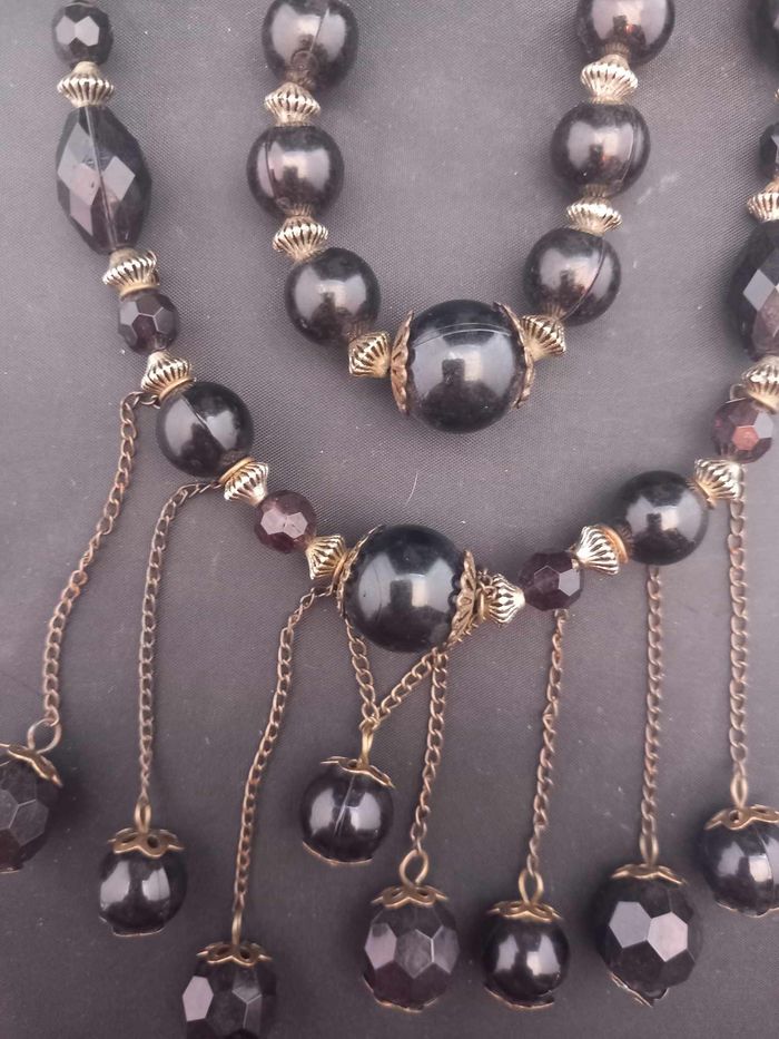 Collier double fantaisie marron et argenté - photo numéro 4