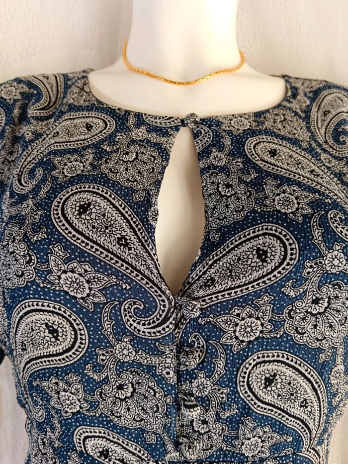 Claudie Pierlot | Robe Rizalde  bleu Et noir | t. 36 - photo numéro 4