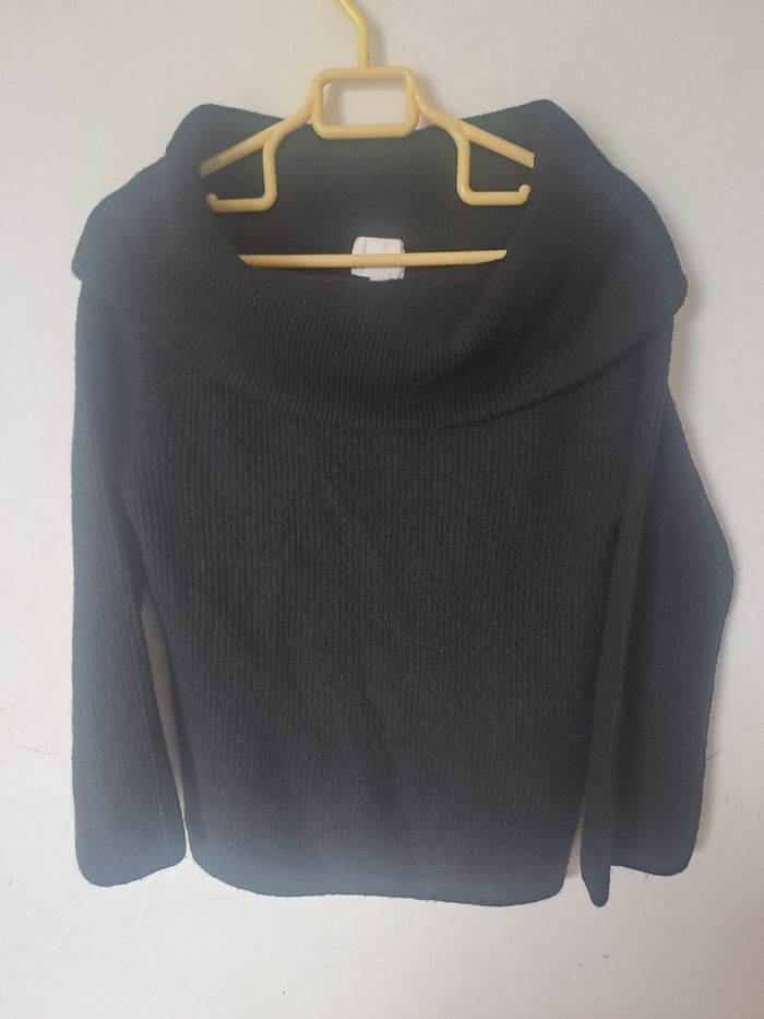 Pull noir à grand col H&M Taille XS - photo numéro 2