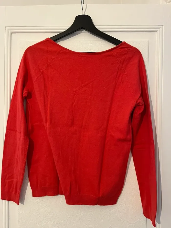 Pull fin col v femme orange Camaïeu - photo numéro 2