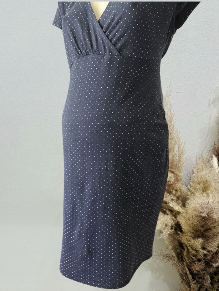 Robe de grossesse marine à pois blanc rougegorge - photo numéro 2
