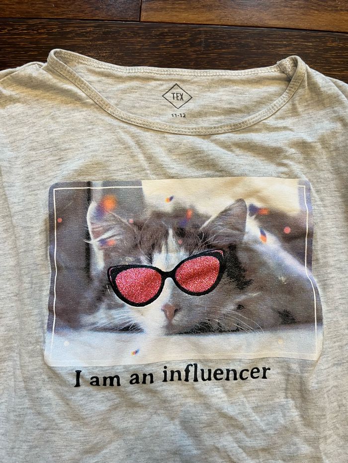 t-shirt manches longues gris chat 11-12 ans tex - photo numéro 4
