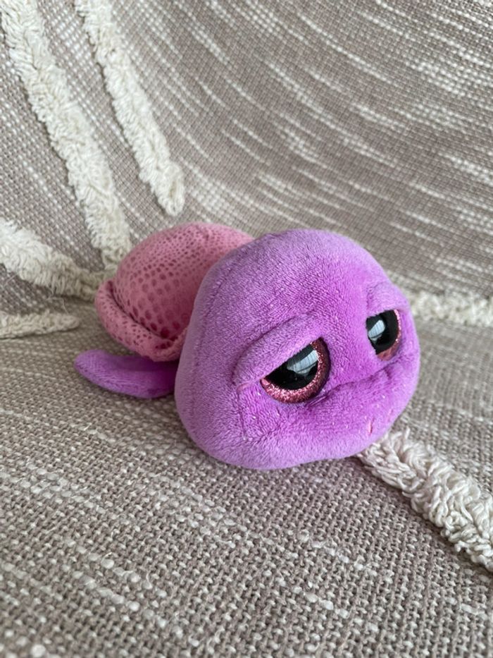 Peluche doudou 16cm ty tortue rose et violet brillant très bon état - photo numéro 2