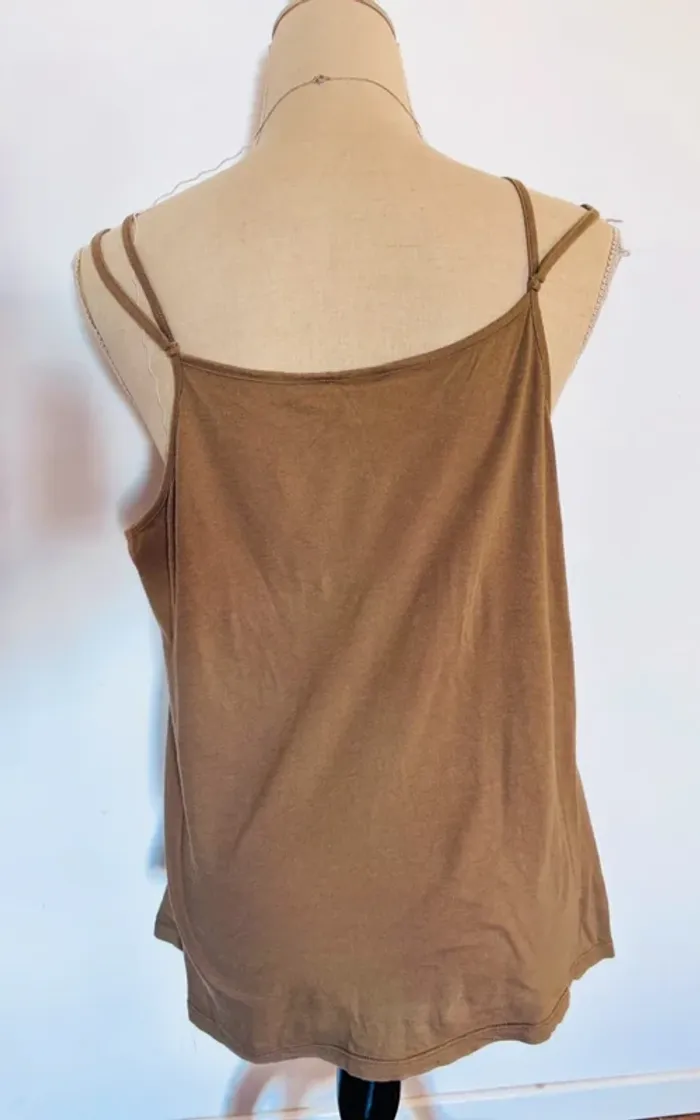 💕 blouse kaki d’été doublé bretelles avec perles taille 42 xl #camaieu - photo numéro 6