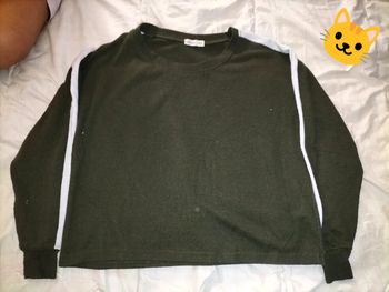 Pull vert ligne blanche XS undiz