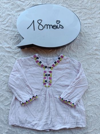 Blouse tunique chemise manches longues Fille 18 mois Kitchoun