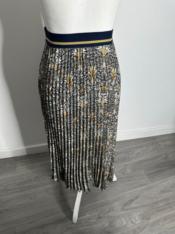 Jupe plissé baroque bleue marine et dorée H&M T34 XS