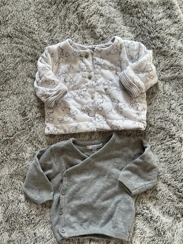 Veste lapin et gilet cache coeur 3 mois