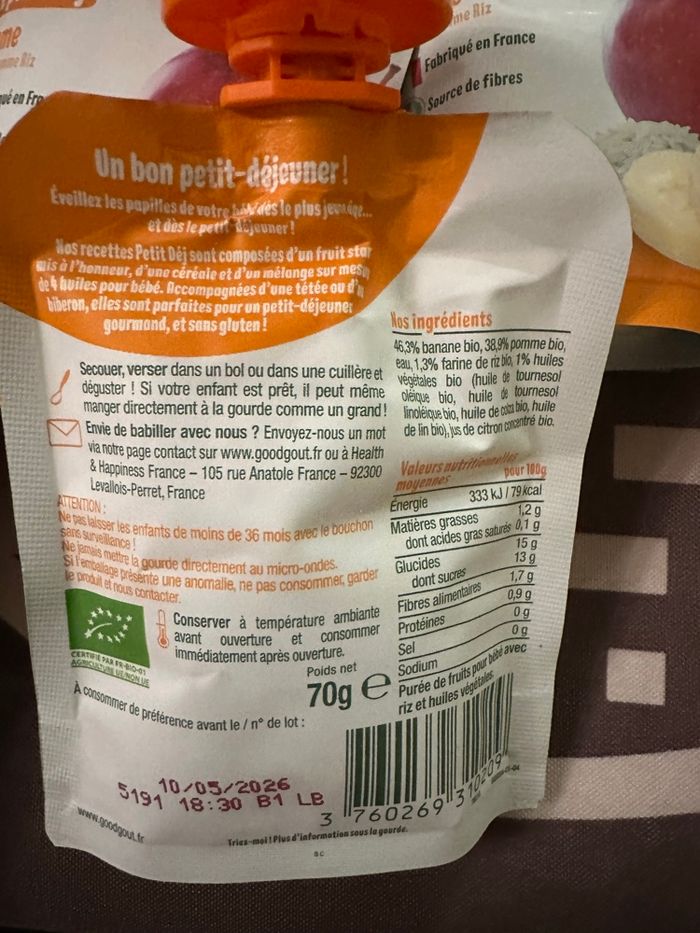 Lot 10 Good goût compotes pomme banane riz - photo numéro 2